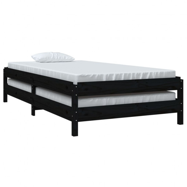 Cama empilhável 90 x 200 cm madeira de pinho maciça preto M 5
