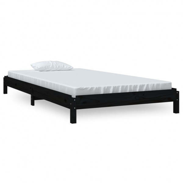 Cama apilable de madera pino maciza negro 80x200 cm M 2