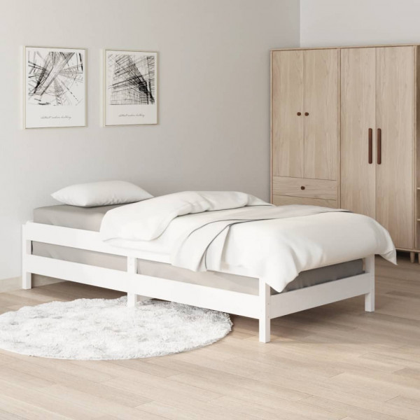 Cama apilable de madera pino maciza blanco 90x190 cm M 4