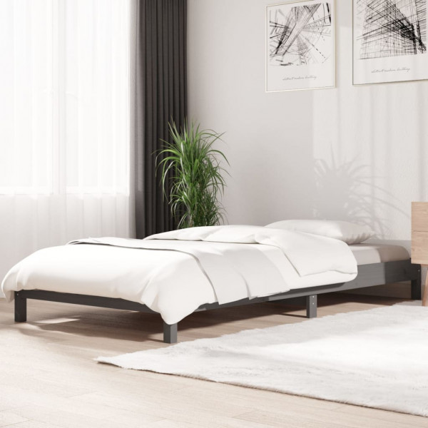Cama apilable de madera pino maciza gris 75x190 cm D