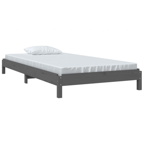 Cama apilable de madera pino maciza gris 75x190 cm M 3