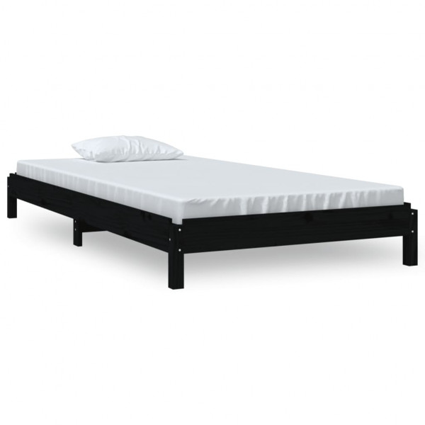 Cama empilhável 75x190 cm madeira de pinho maciça preto M 2