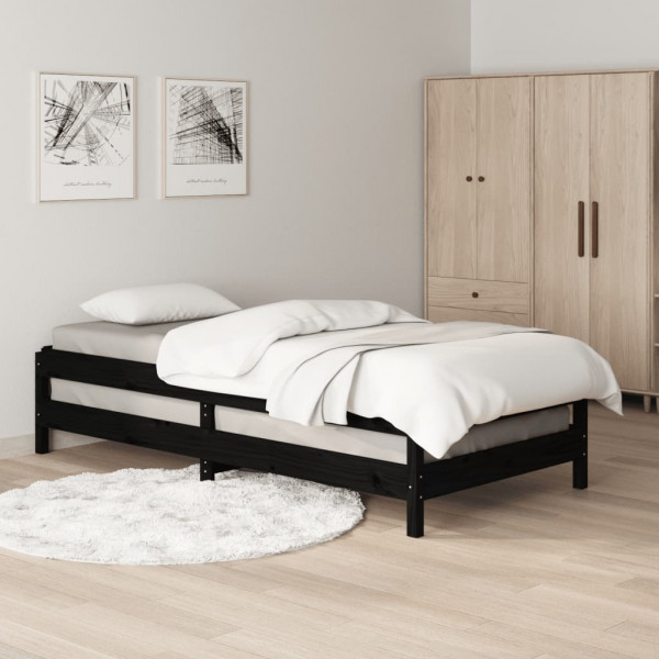 Cama apilable de madera pino maciza negro 75x190 cm M 4