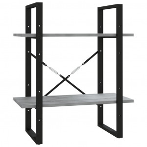 Estantería 2 niveles madera contrachapada gris 60x30x70 cm H