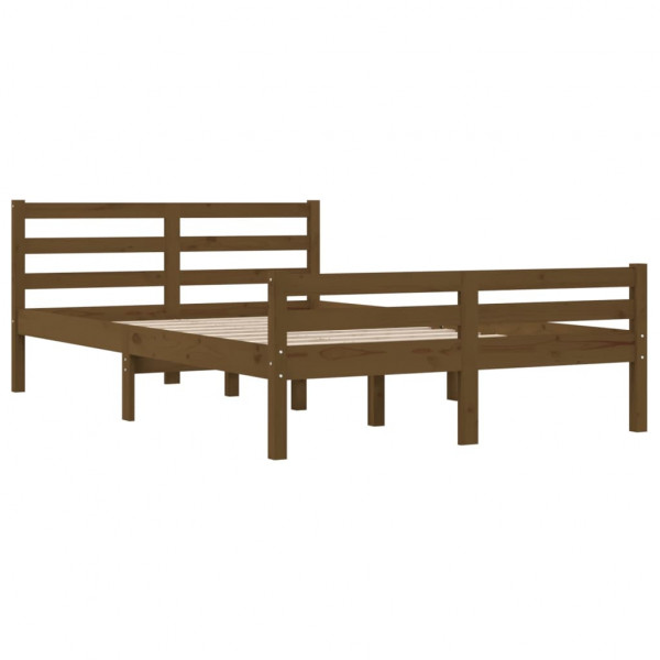 Estructura de cama madera maciza marrón miel 135x190 cm M 4