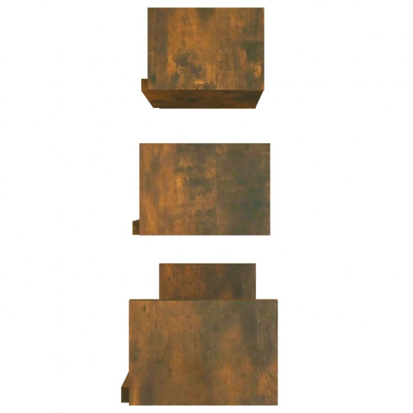 Estantes de pared 3 unidades madera contrachapada roble ahumado M 4