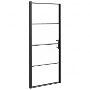 Puerta de ducha vidrio semiesmerilado negro 91x195 cm H