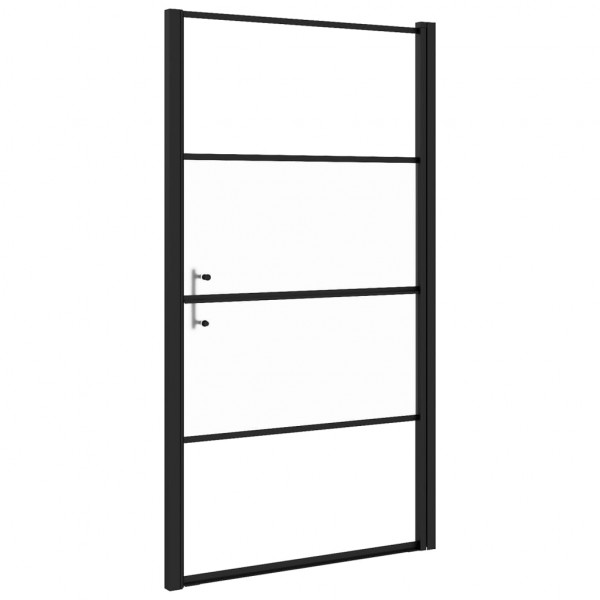 Puerta de ducha vidrio semiesmerilado negro 100x178 cm M 5