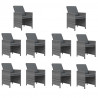 Set de comedor jardín 15 pzas con cojines ratán sintético gris 4