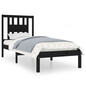Estrutura cama pequena solteiro 75x190 cm madeira maciça preto H