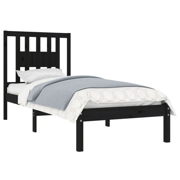 Estrutura cama pequena solteiro 75x190 cm madeira maciça preto M 3