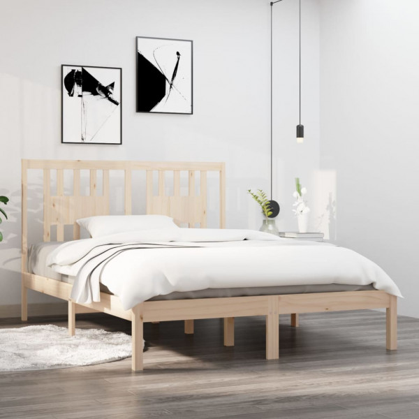 Estructura de cama madera maciza 135x190 cm D