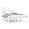 Estrutura de cama casal 135x190 cm madeira maciça branco 2