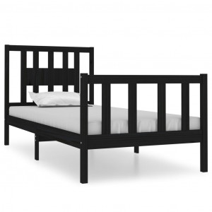 Estrutura cama pequena solteiro 75x190 cm madeira maciça preto H