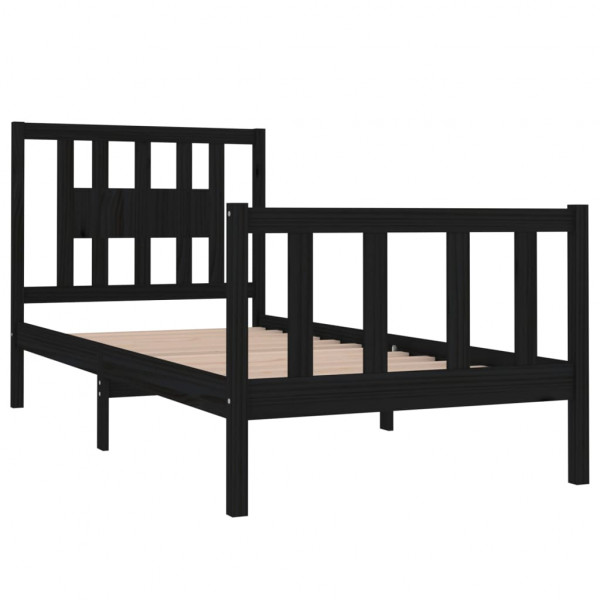 Estrutura cama pequena solteiro 75x190 cm madeira maciça preto M 4