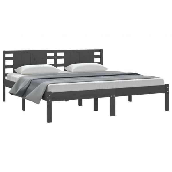 Estructura de cama de madera maciza de pino gris 200x200 cm M 3