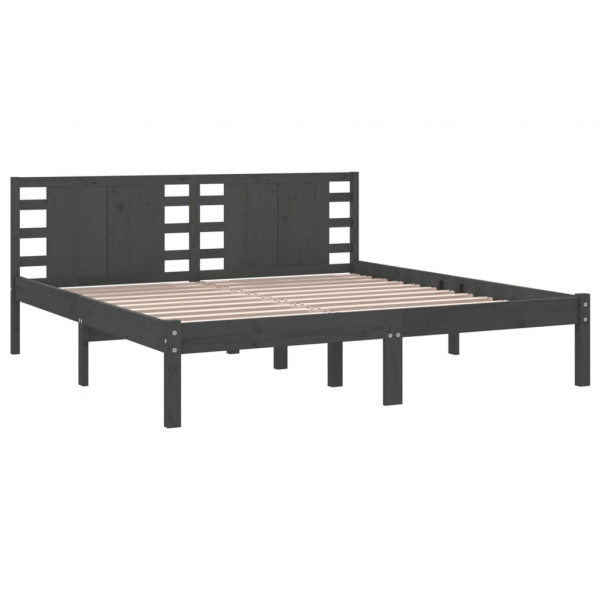 Estructura de cama de madera maciza de pino gris 200x200 cm M 4