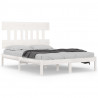 Estrutura de cama 140x190 cm madeira maciça branco 2