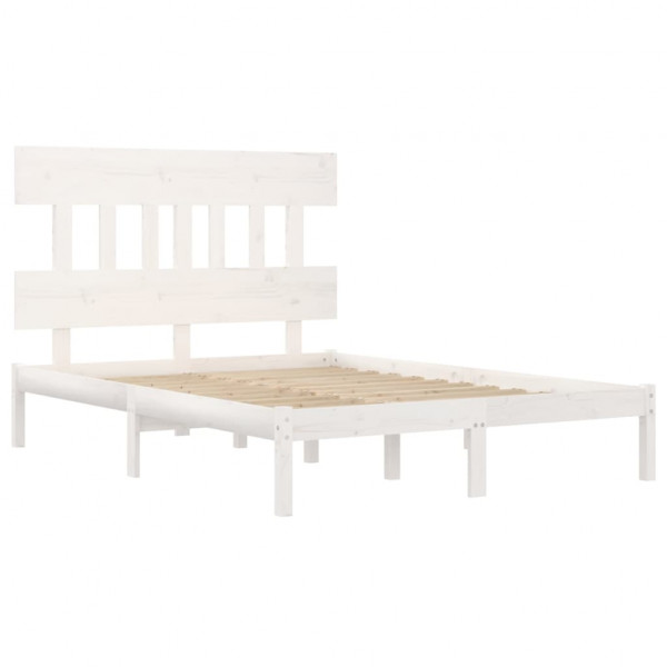 Estructura de cama de madera maciza blanca 140x190 cm M 4