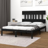 Estructura de cama de madera maciza negra 140x190 cm 1