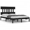 Estructura de cama de madera maciza negra 140x190 cm 2
