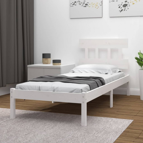 Estructura de cama madera maciza de pino blanco 100x200 cm D