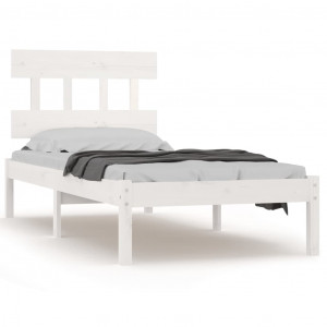 Estrutura de cama 100x200 cm madeira maciça branco H