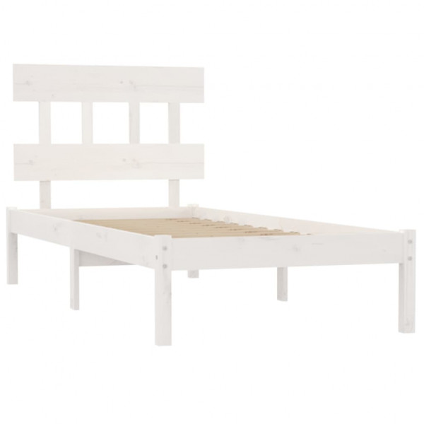 Estrutura de cama 100x200 cm madeira maciça branco M 4
