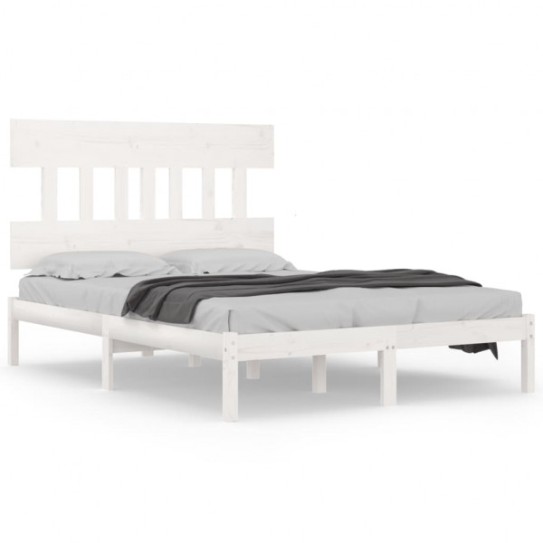 Estructura de cama de madera maciza blanca 140x200 cm M 2