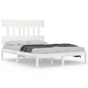 Estrutura de cama 160x200 cm madeira maciça branco H
