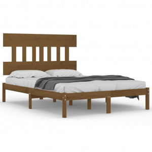 Estructura de cama madera maciza de pino marrón miel 200x200 cm H