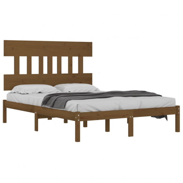 Estructura de cama madera maciza de pino marrón miel 200x200 cm M 3
