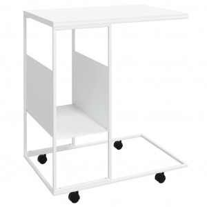 Mesa auxiliar con ruedas contrachapado blanco 55x36x63.5 cm H
