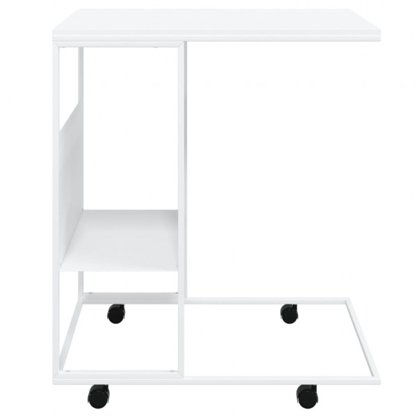 Mesa auxiliar con ruedas contrachapado blanco 55x36x63.5 cm M 3