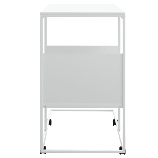 Mesa auxiliar con ruedas contrachapado blanco 55x36x63.5 cm M 4