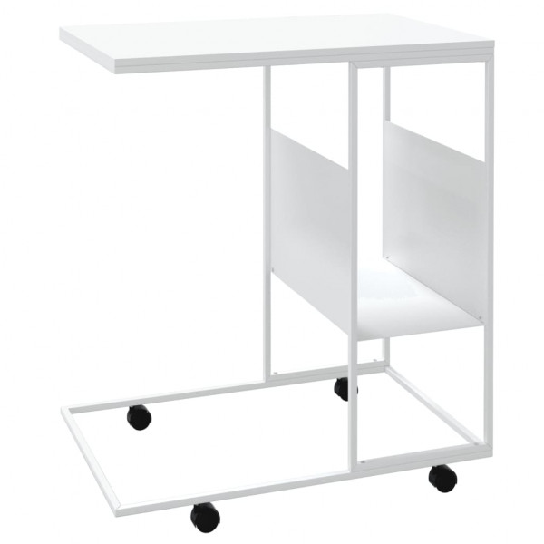 Mesa auxiliar con ruedas contrachapado blanco 55x36x63.5 cm M 5
