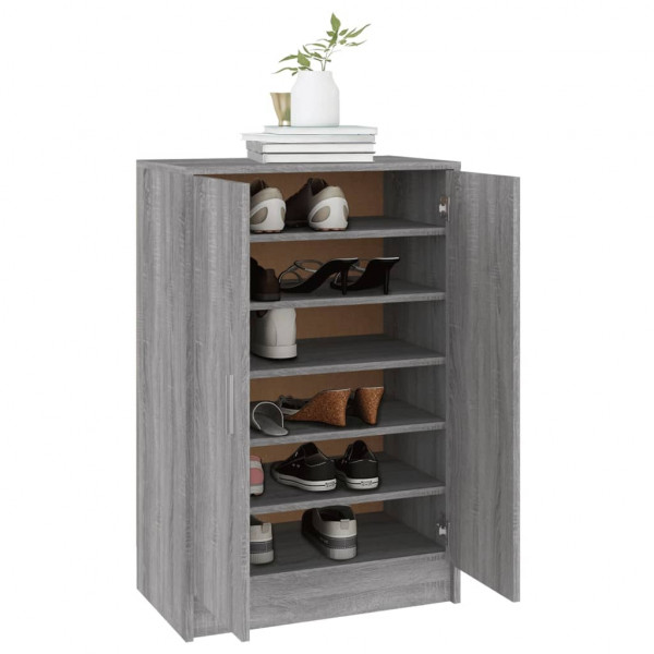 Zapatero de madera contrachapada gris Sonoma 60x35x92 cm M 4