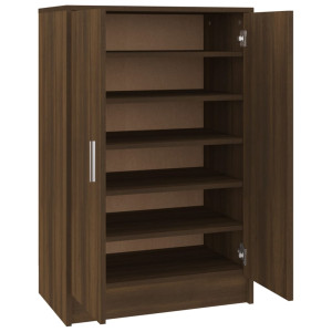 Mueble zapatero madera contrachapada roble marrón 60x35x92 cm H