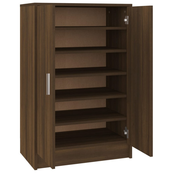 Mueble zapatero madera contrachapada roble marrón 60x35x92 cm M 2
