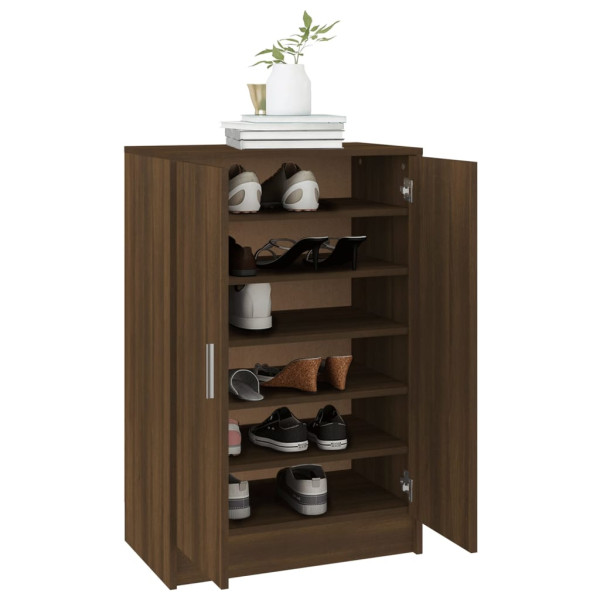 Mueble zapatero madera contrachapada roble marrón 60x35x92 cm M 4