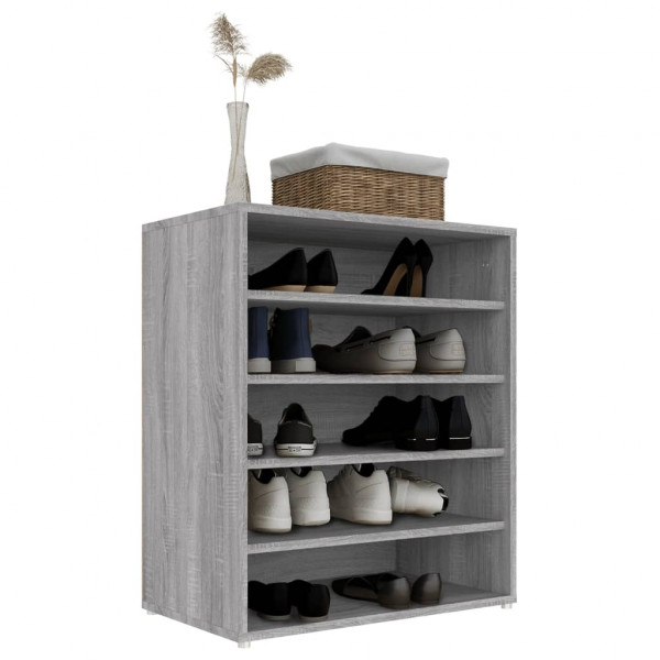 Zapatero de madera contrachapada gris Sonoma 60x35x70 cm M 4