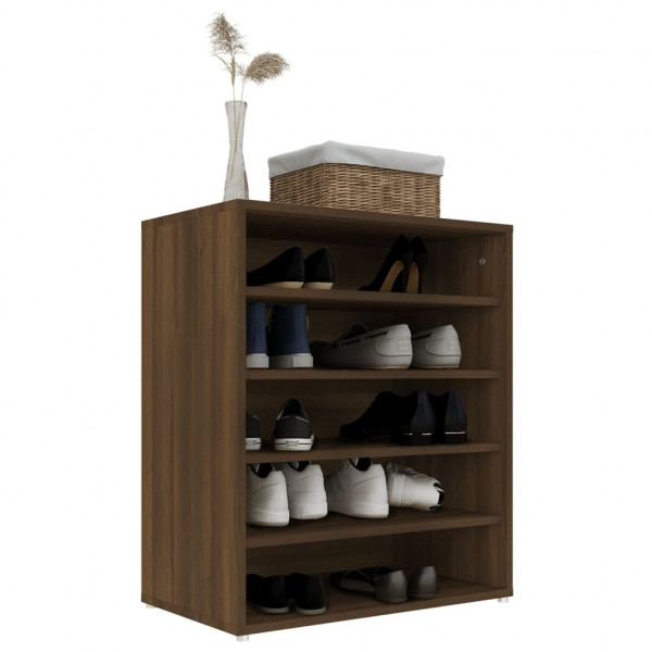 Mueble zapatero madera contrachapada roble marrón 60x35x70 cm M 4