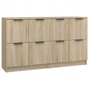 Aparadores 2 uds madera contrachapada roble Sonoma 60x30x70 cm H
