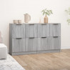 Aparadores 2 uds madera contrachapada gris Sonoma 60x30x70 cm 1