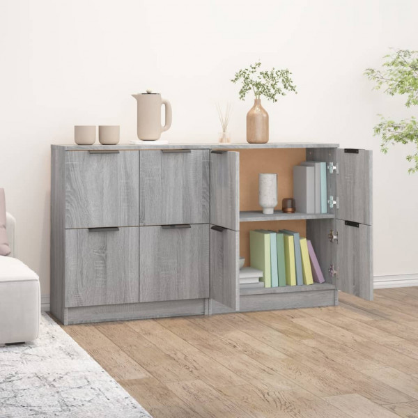 Aparadores 2 uds madera contrachapada gris Sonoma 60x30x70 cm M 5