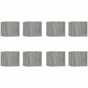 Muebles para TV de pared 8 uds gris Sonoma 30.5x30x30 cm H