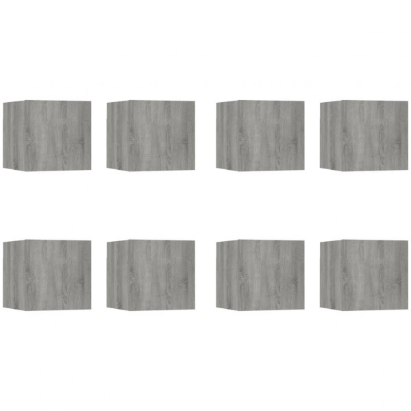 Muebles para TV de pared 8 uds gris Sonoma 30.5x30x30 cm M 2