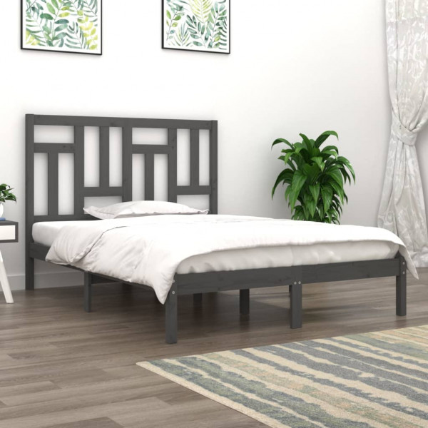 Estructura de cama de madera maciza de pino gris 200x200 cm D
