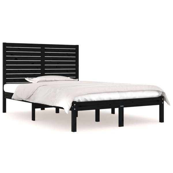 Estrutura de cama casal 135x190 cm madeira maciça preto M 2