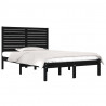 Estrutura de cama casal 135x190 cm madeira maciça preto 3
